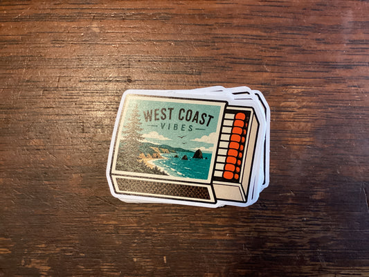 West Coast Vibes Mountain Matchbox Sticker