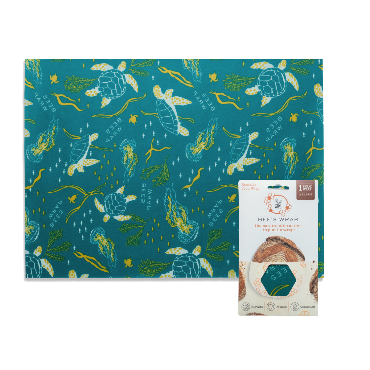 Bees Wrap Beeswax Reusable Bread Wrap - Oceans Print