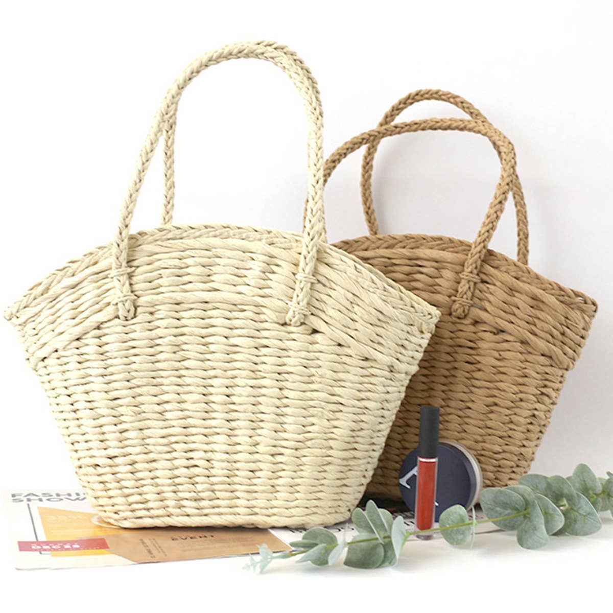 SUMMER WOVEN CASUAL STRAW TOTE BAG