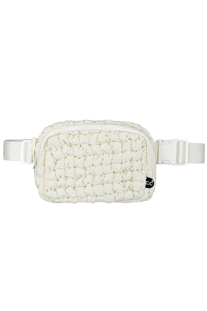 C.C Quilted Puffer Fanny Pack: Sage