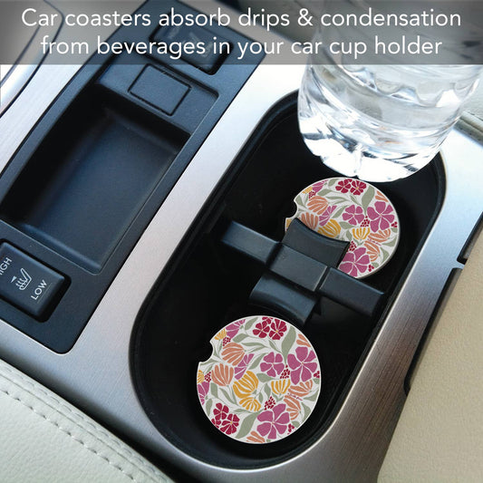 "Floral Melody" Stone Car Coaster