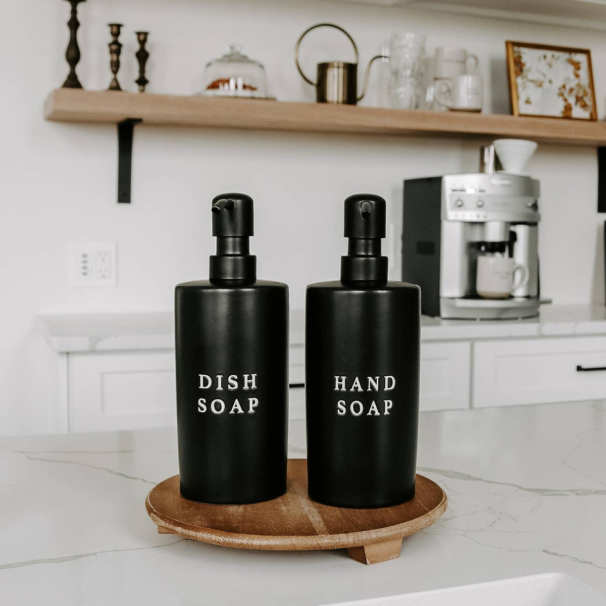 15oz Black Stoneware Hand Soap Dispenser- Home Decor & Gifts