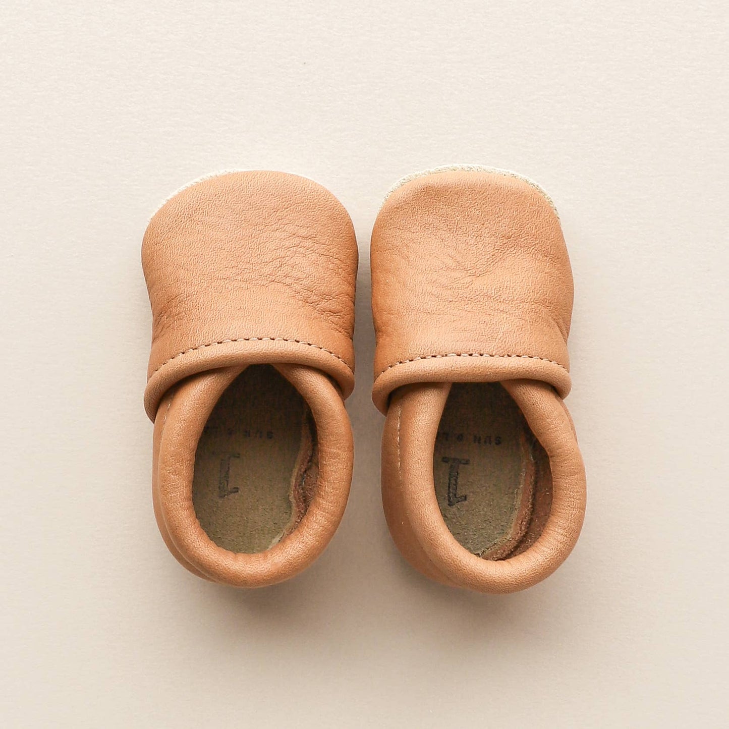 Gender Neutral Baby Shoes in Caramel | Slip-on Moccs