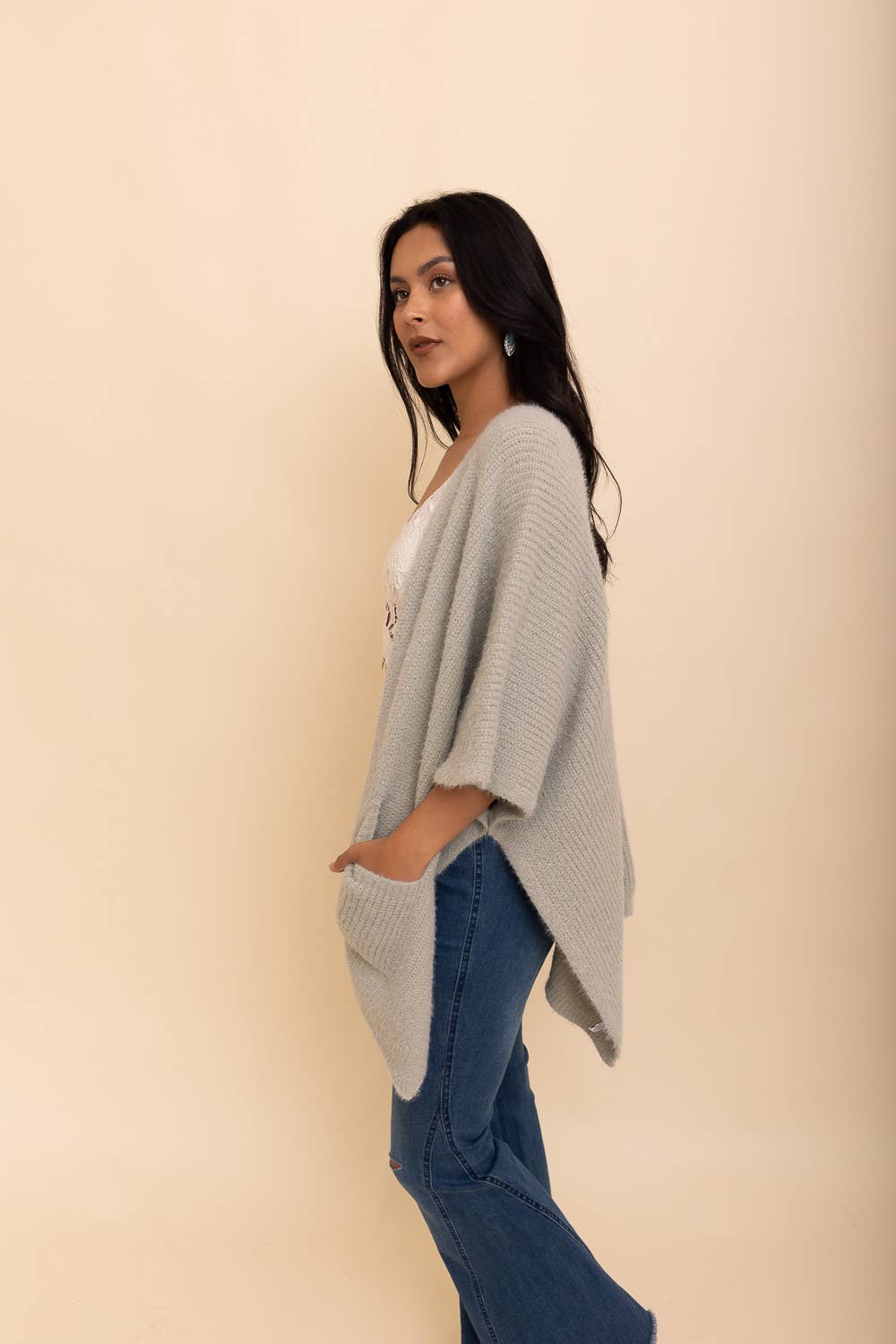 Leto Accessories - Chic Boucle Cozy Cardigan Poncho – Perfect for Fall & Winter