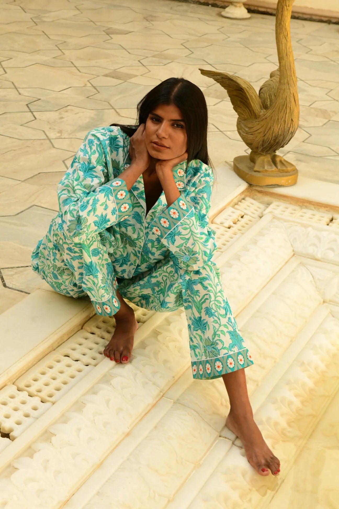 SOS Long Sleeve/Pants Sleep Set-Blue/Orange