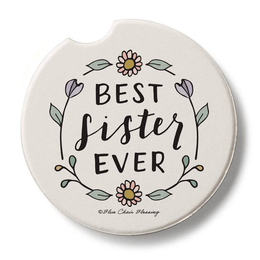 "Best Sister Ever" Stone Car Coaster BULK NO PACKAGING