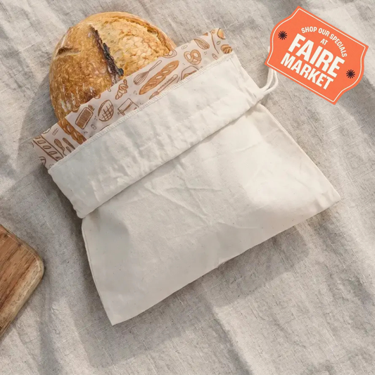 Bees Wrap Reusable Beeswax Lined Artisan Bread Bag - Natural