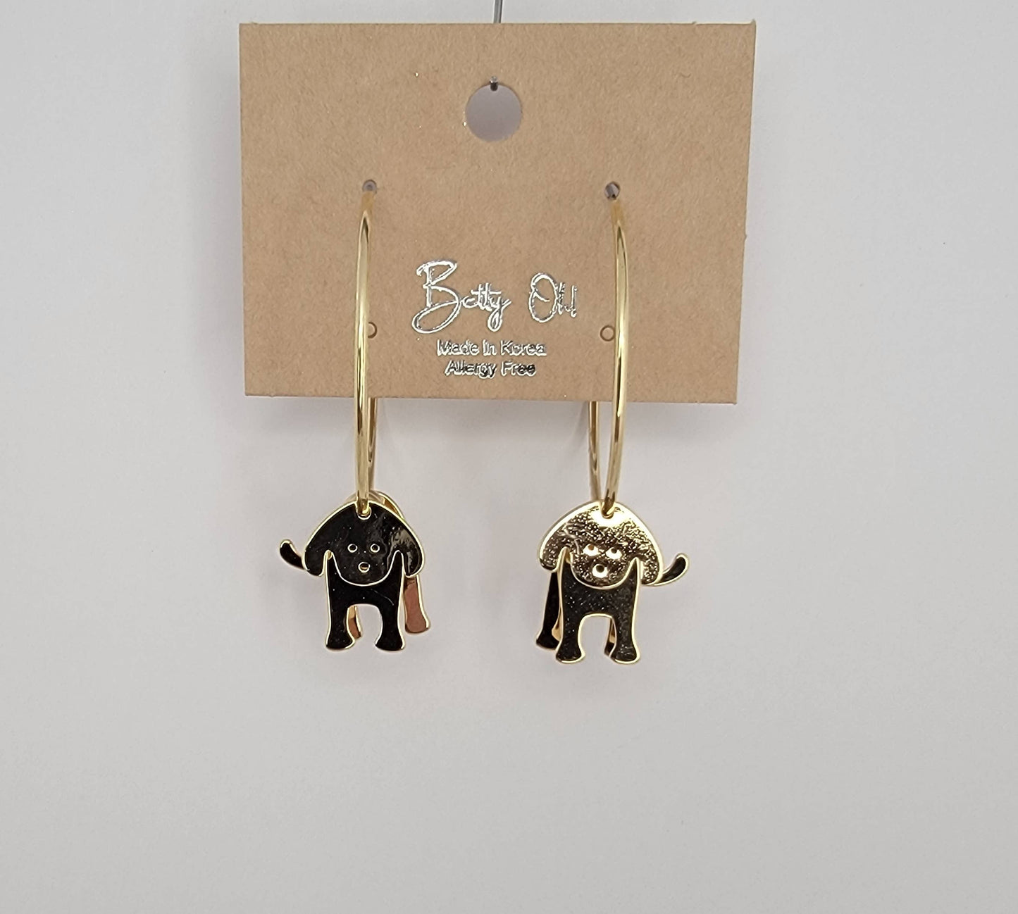 3D DOG HOOP EARRINGS.