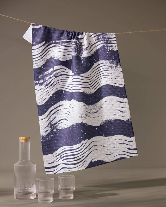 Geometry - Brushline Navy Tea Towel
