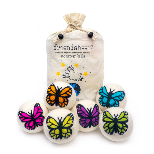 Friendsheep - Rainbow Monarch Butterfly Eco Wool Dryer Ball - Set of 6