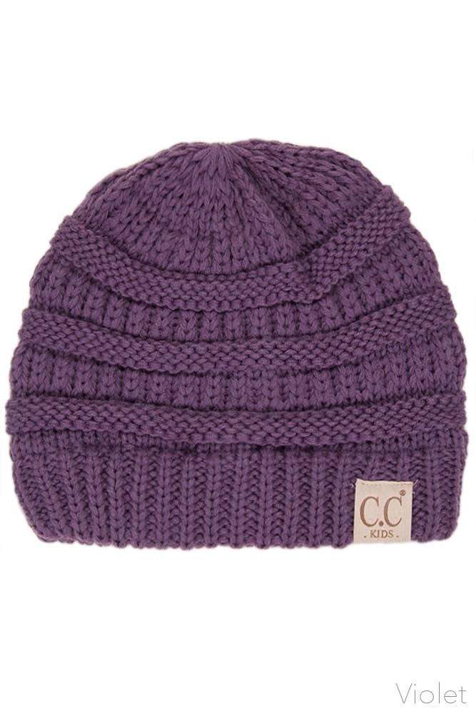 C.C Children Solid Beanie: Dark Melange Gray