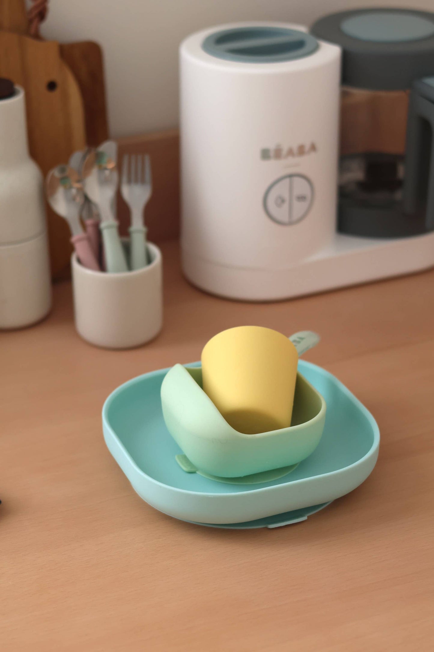 BEABA Silicone Meal Set - Set of 4 - Yellow/Green