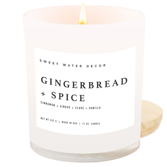 Sweet Water Decor - Gingerbread and Spice 11 oz Soy Candle - Christmas Decor