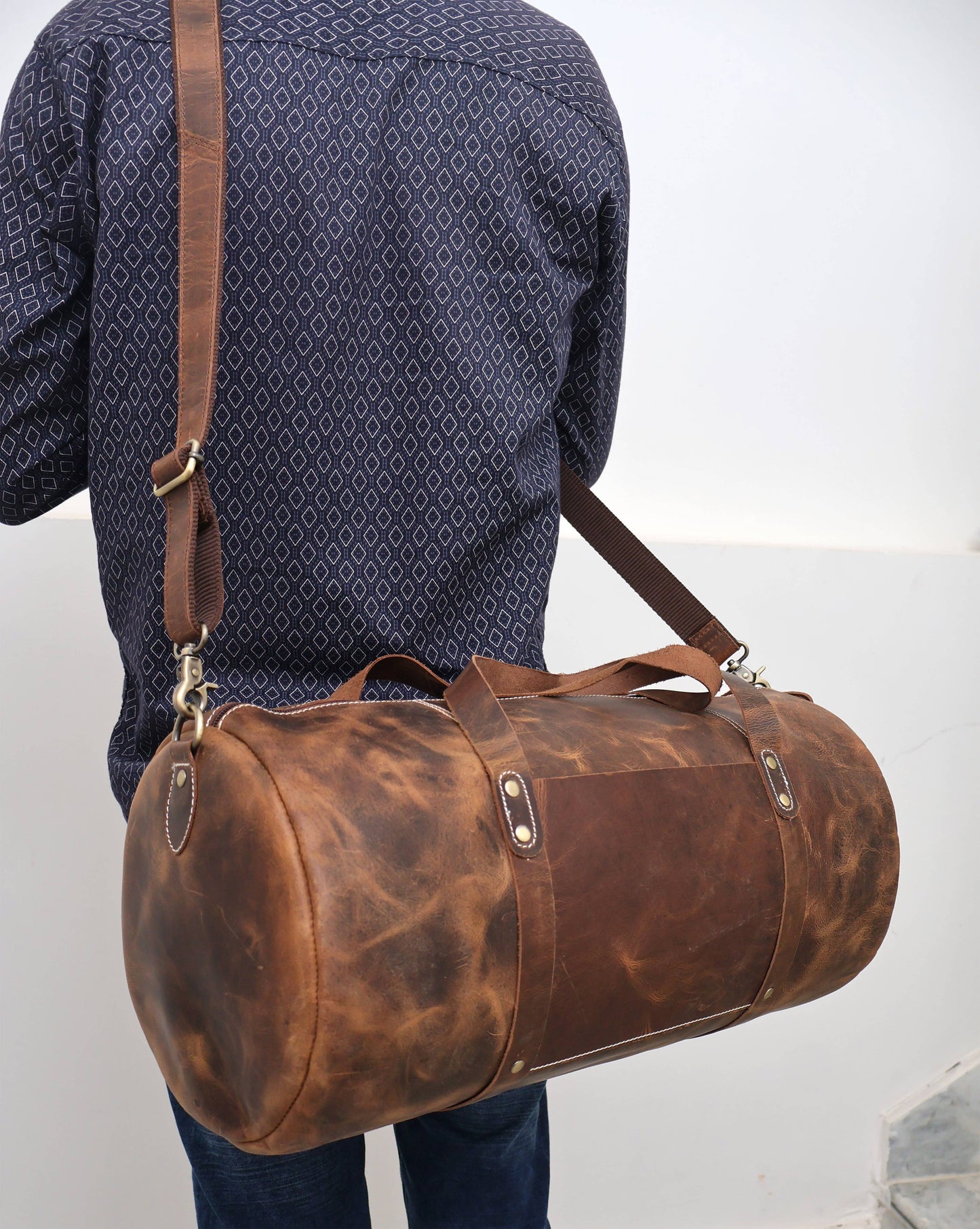 Leather Duffle Weekender Bag