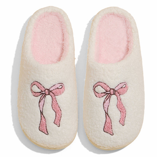 Big Pink Solo Ribbon Winter Slippers