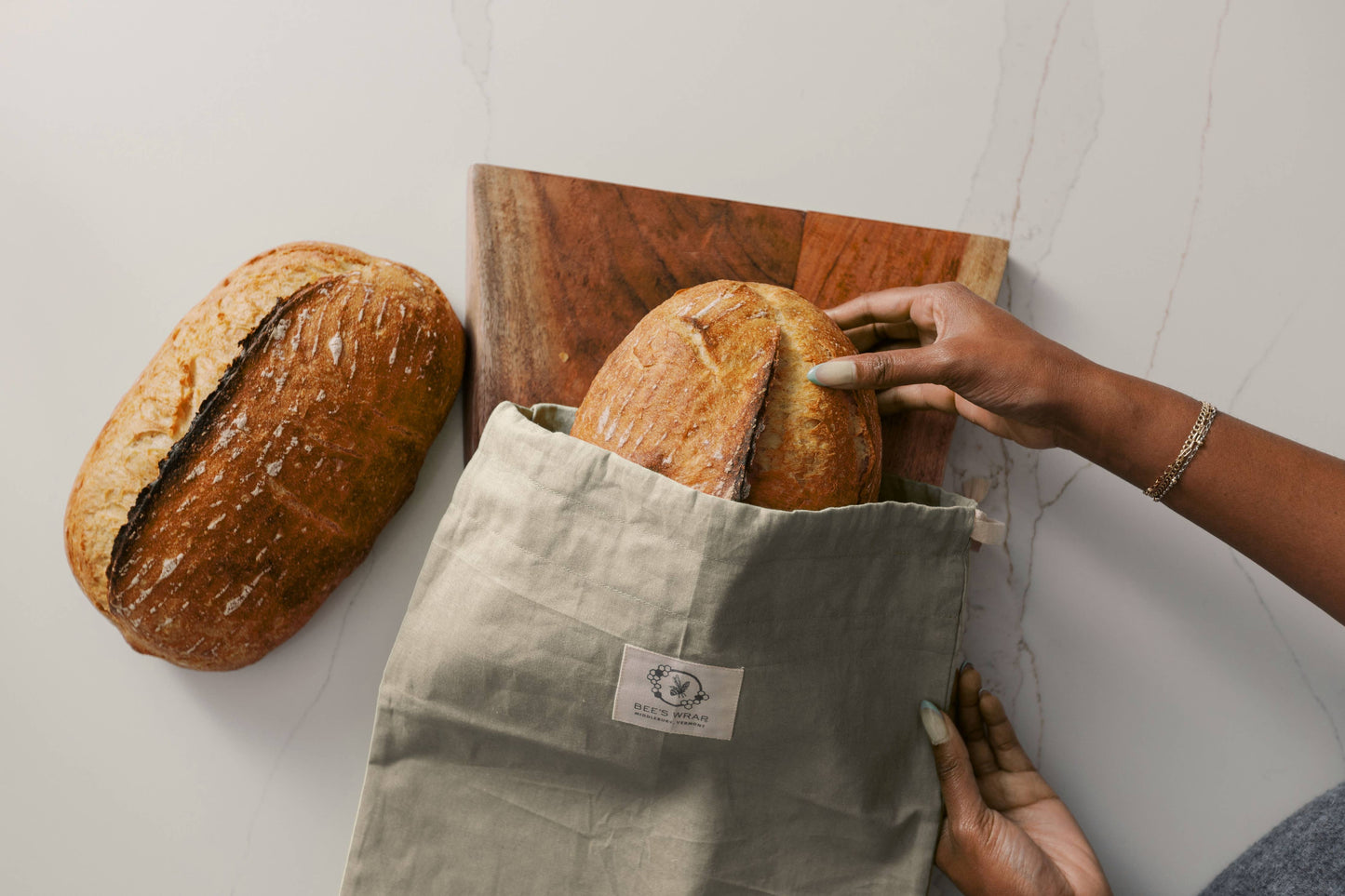 Bees Wrap Reusable Beeswax Lined Artisan Bread Bag - Natural