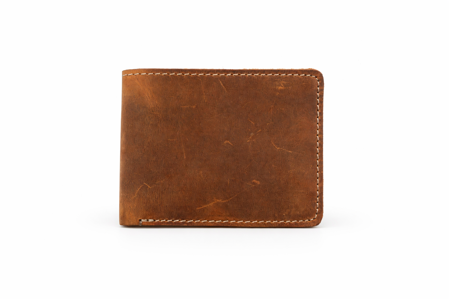 Men’s Full-Grain Crazy Leather Bifold Wallet with ID Window