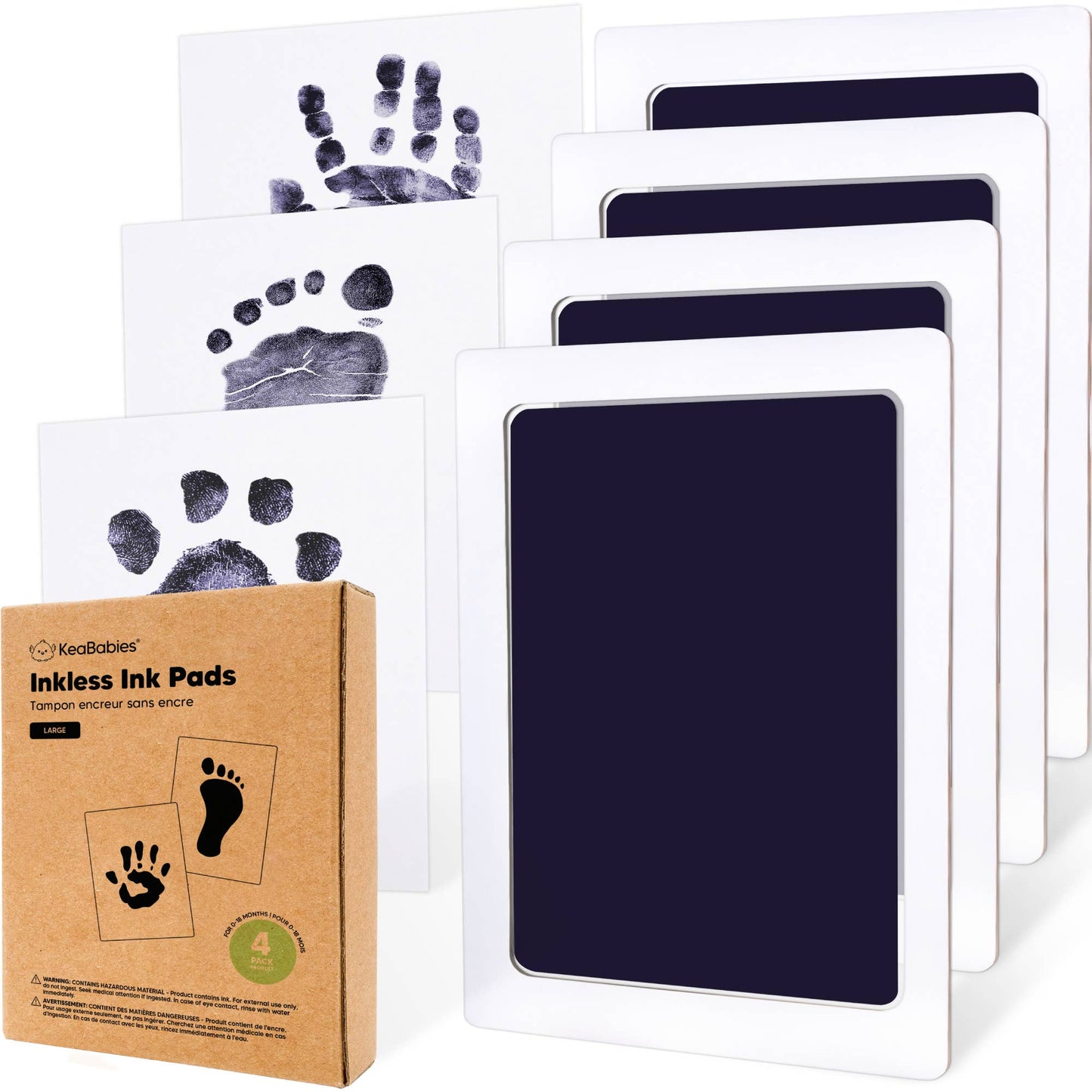 KeaBabies - 4Pk Inkless Ink Pad, Baby Footprint Kit, Dog Paw Print Kit