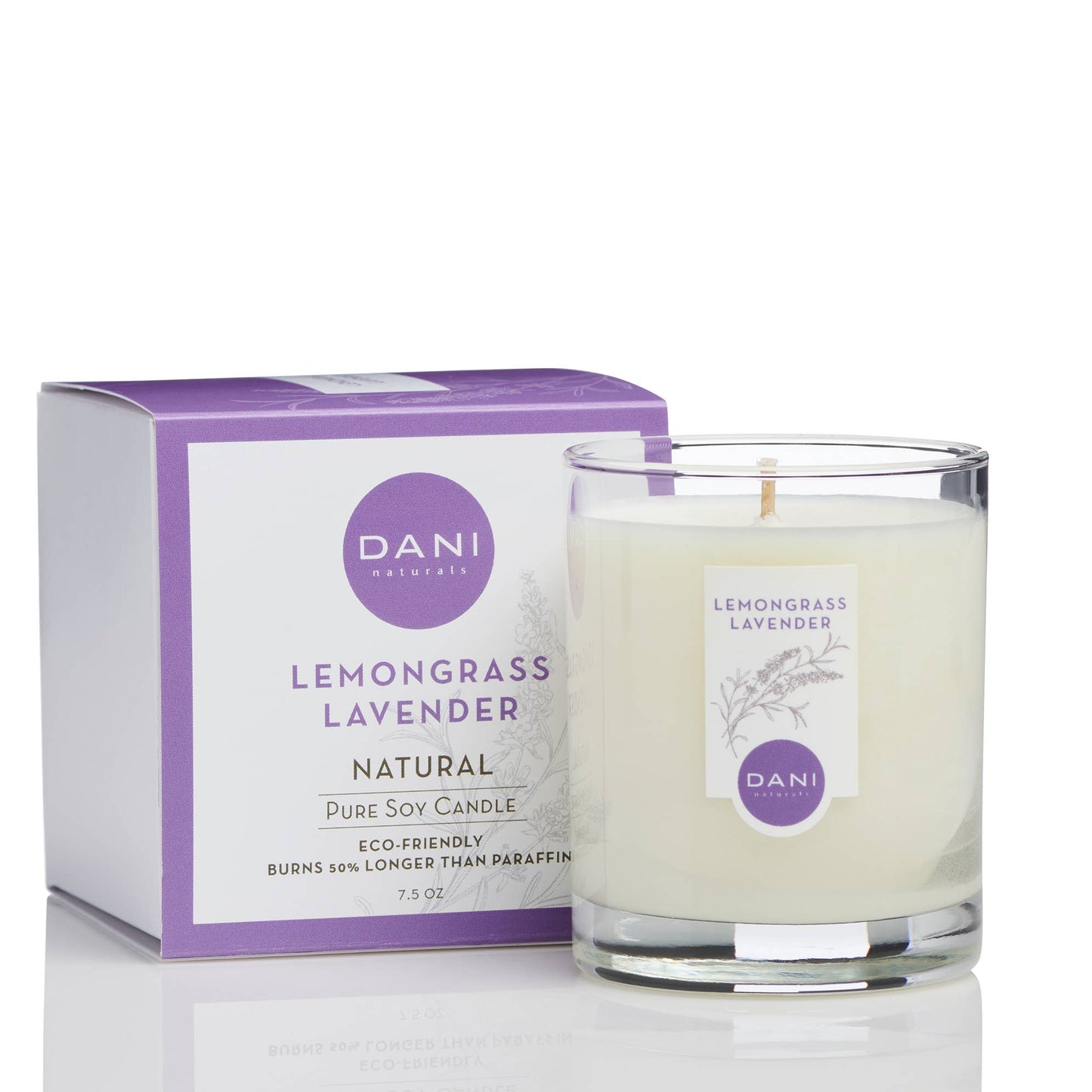 7.5oz Glass Candle, Lemongrass Lavender