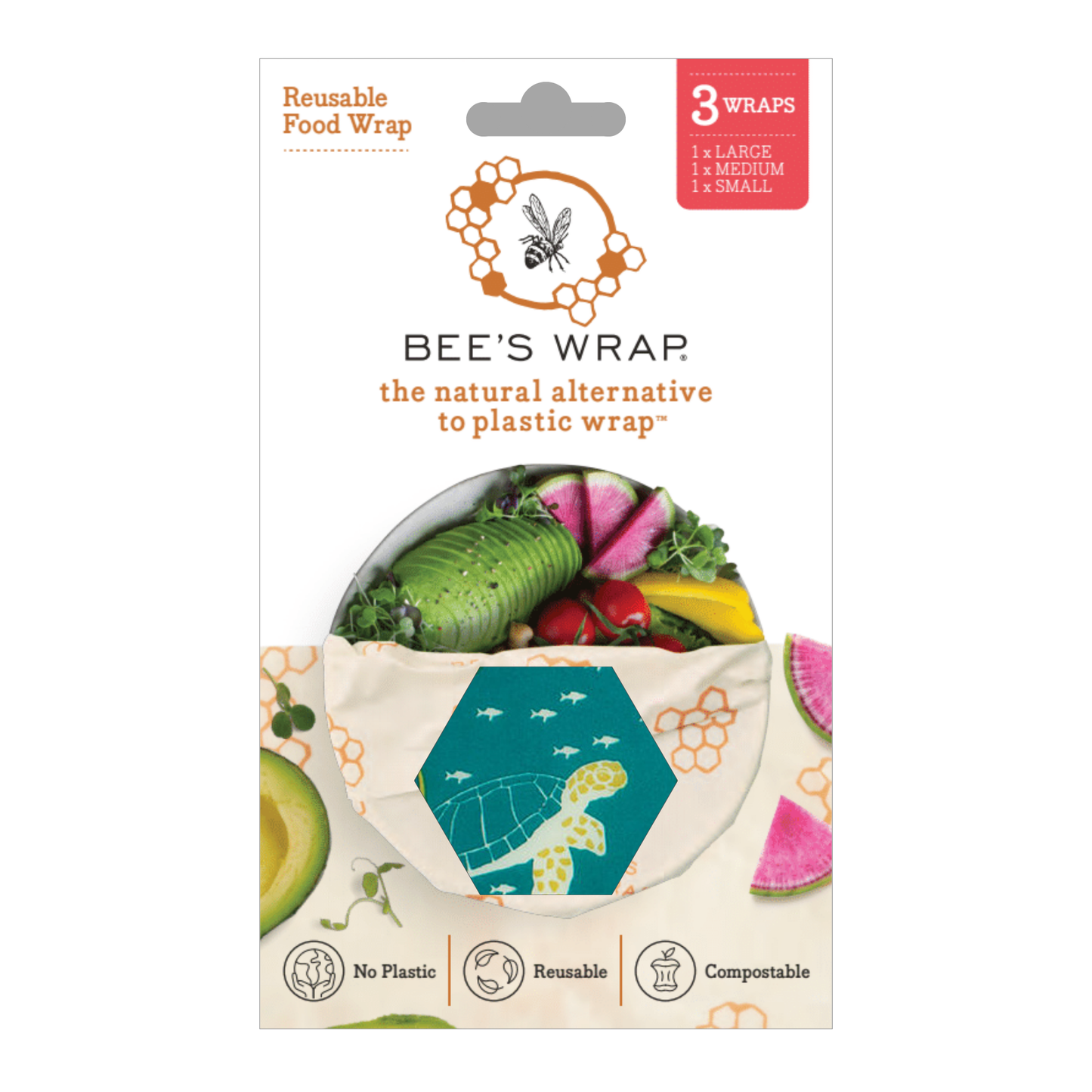 Bees Wrap Reusable Beeswax Food Wraps 3 Pack - Oceans