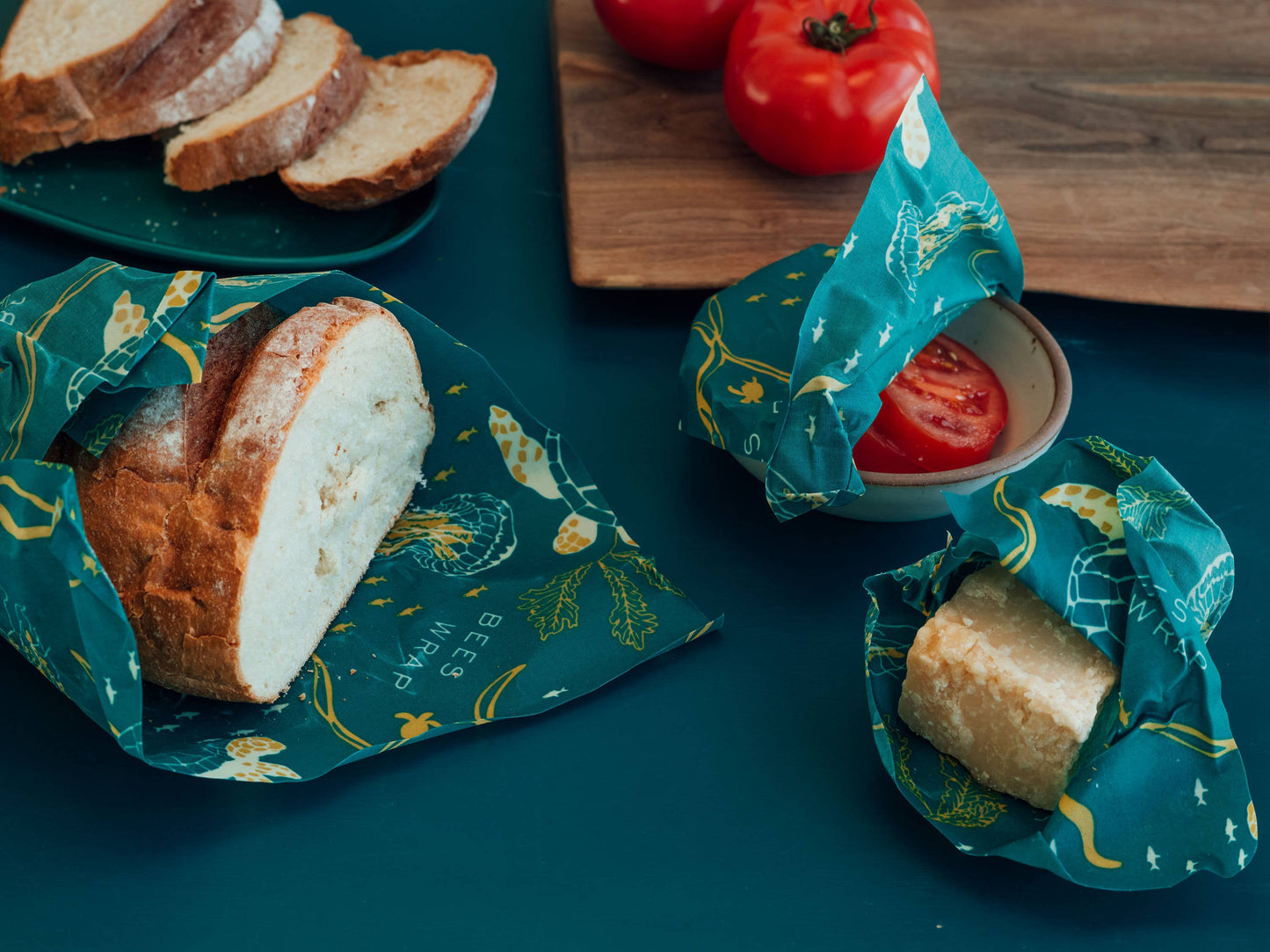 Bees Wrap Beeswax Reusable Bread Wrap - Oceans Print
