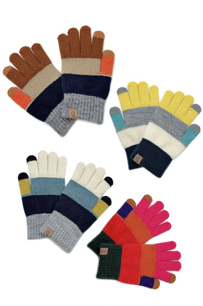 Hana - Color Block Knit Touch Gloves