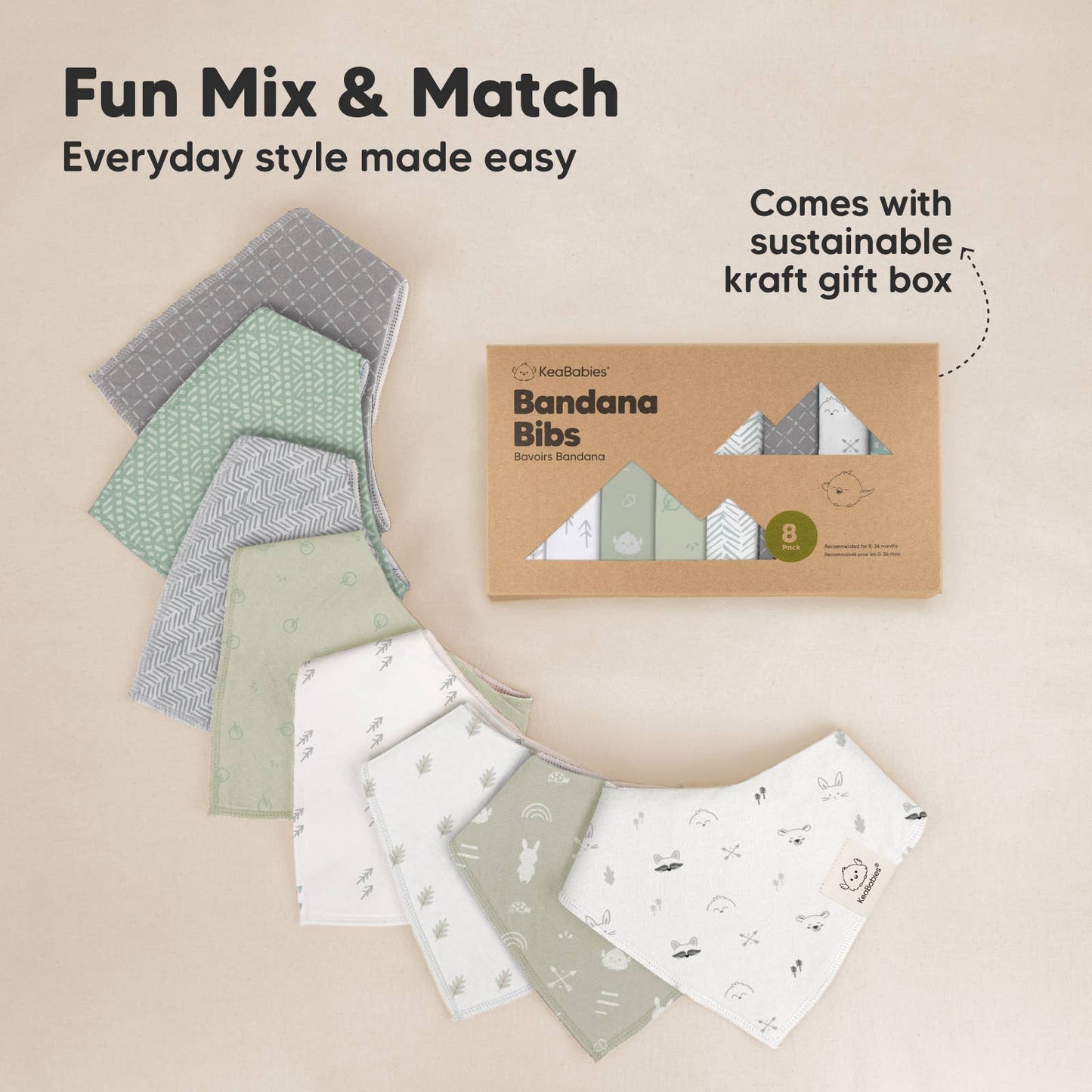 8-pack Baby Bandana Bibs for Boys and Girls
