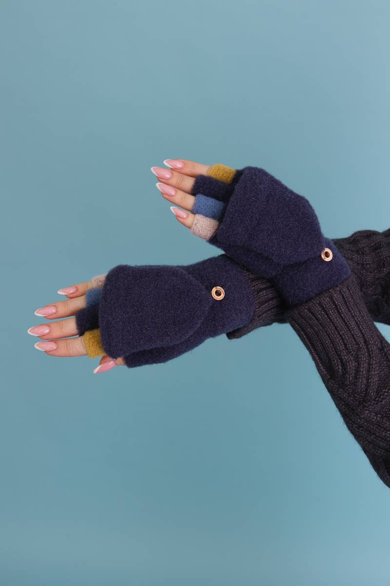 Leto Accessories - Rainbow Tip Convertible Gloves - Cute Winter Accessory