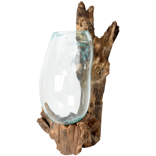 Benjamin International - Large Molten Glass Wall Decorate With Natural Wood