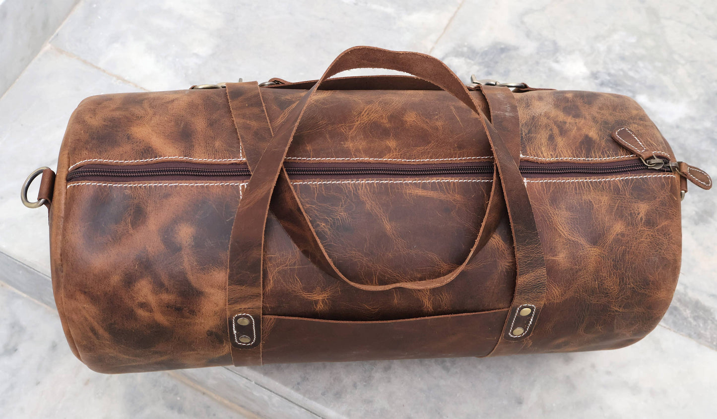 Leather Duffle Weekender Bag