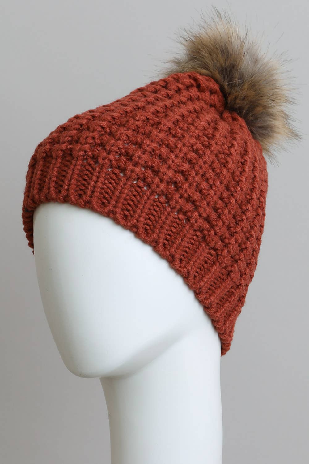 Textured Beanie With Pom Pom: Ivory