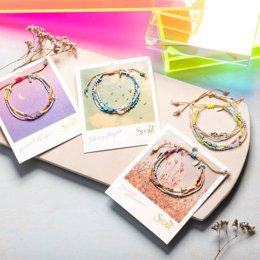 Mixed Media Bracelet - Love/Rhodochrosite/Gold