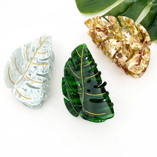 Tropical Monstera Leaf Hair Claw Clip