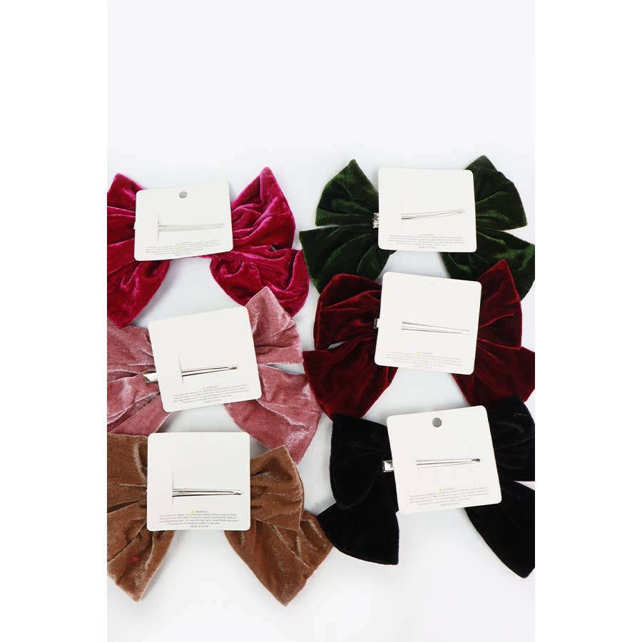 Assorted Large Velvet Bow Clips