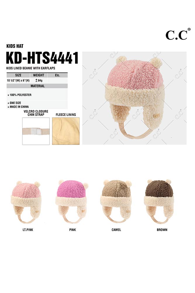 C.C Kids Teddy Bear Ears Earflaps Beanie