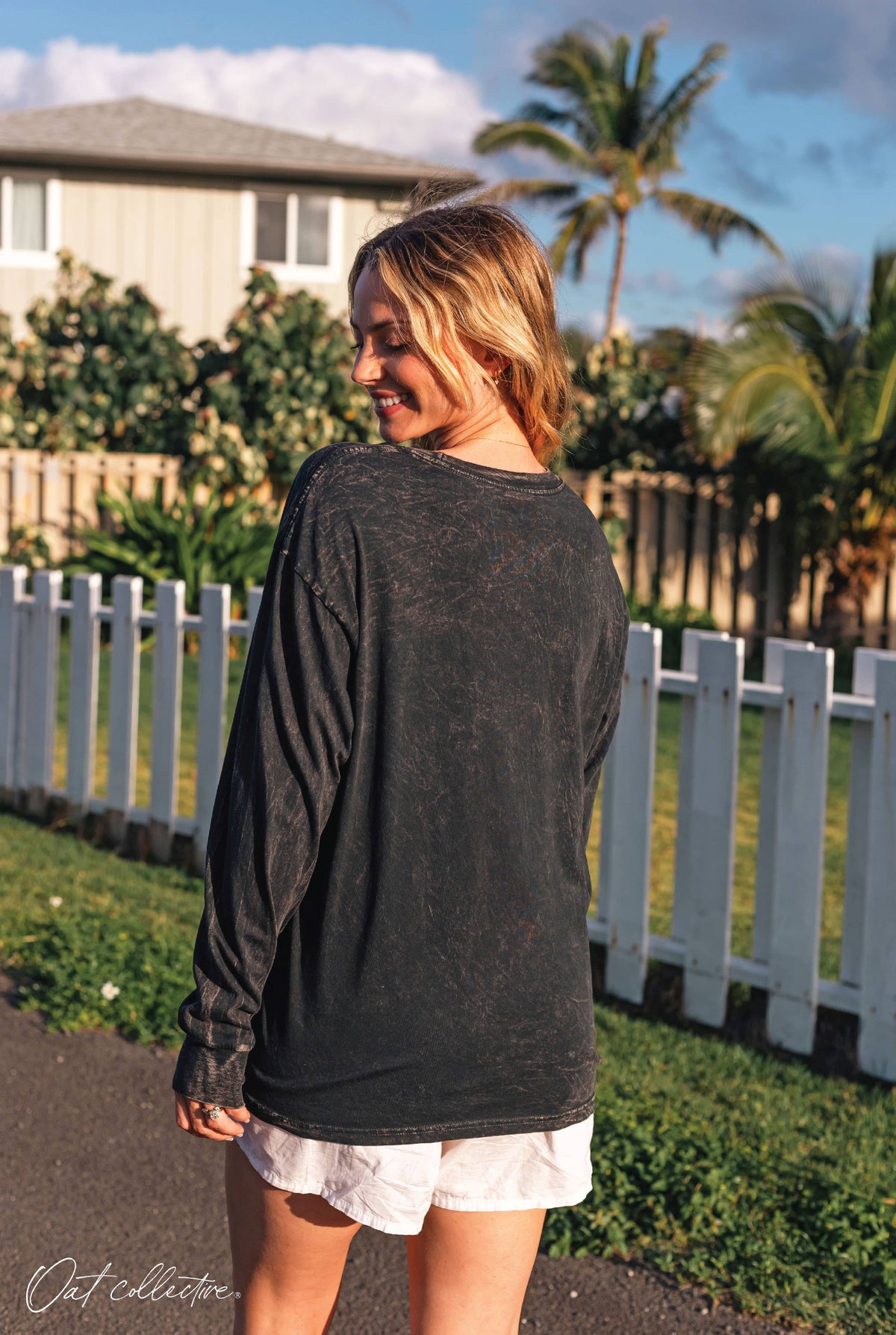 MERRY   Mineral Washed Long Sleeve Graphic