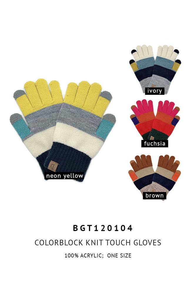 Hana - Color Block Knit Touch Gloves