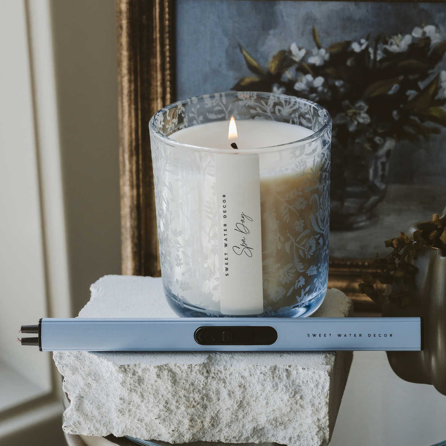 *NEW* Spa Day 12 oz Soy Candle, Blue Tinted Jar - Home Decor