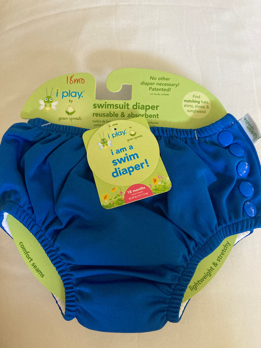 Boys Print Snap Reusable Swim Diaper | 18 mo | Solid Blue