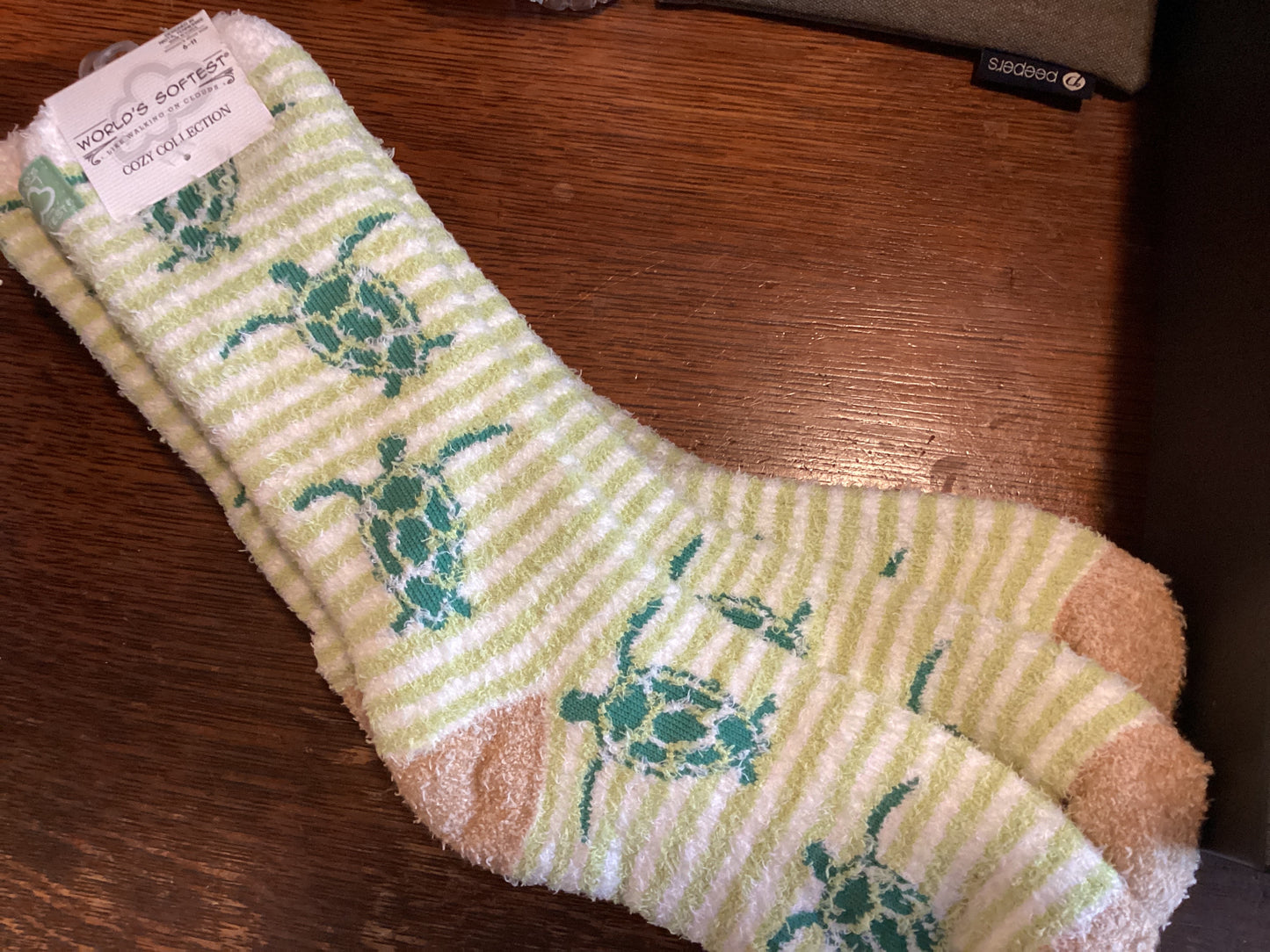 Turtle Stripe Cozy Crew Socks