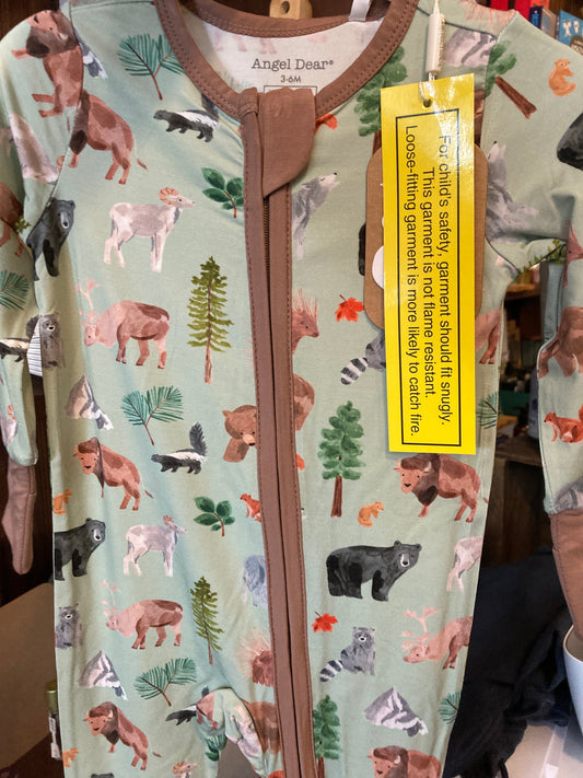 American Woodland Animals 2-way Zipper Romper