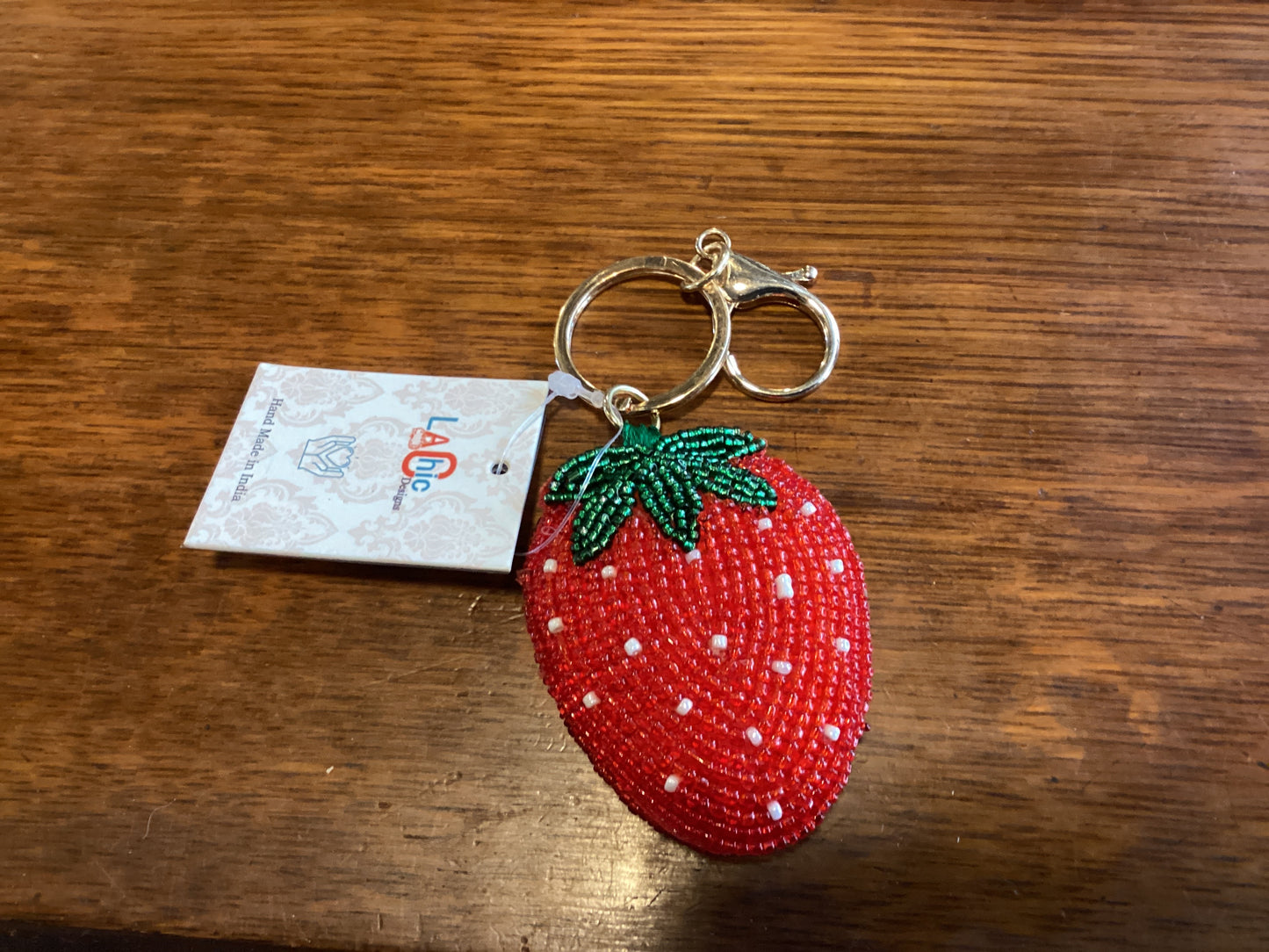 Beaded Strawberry Bag Charm