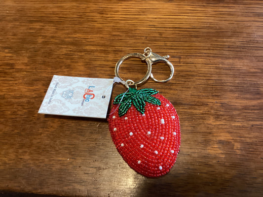 Beaded Strawberry Bag Charm