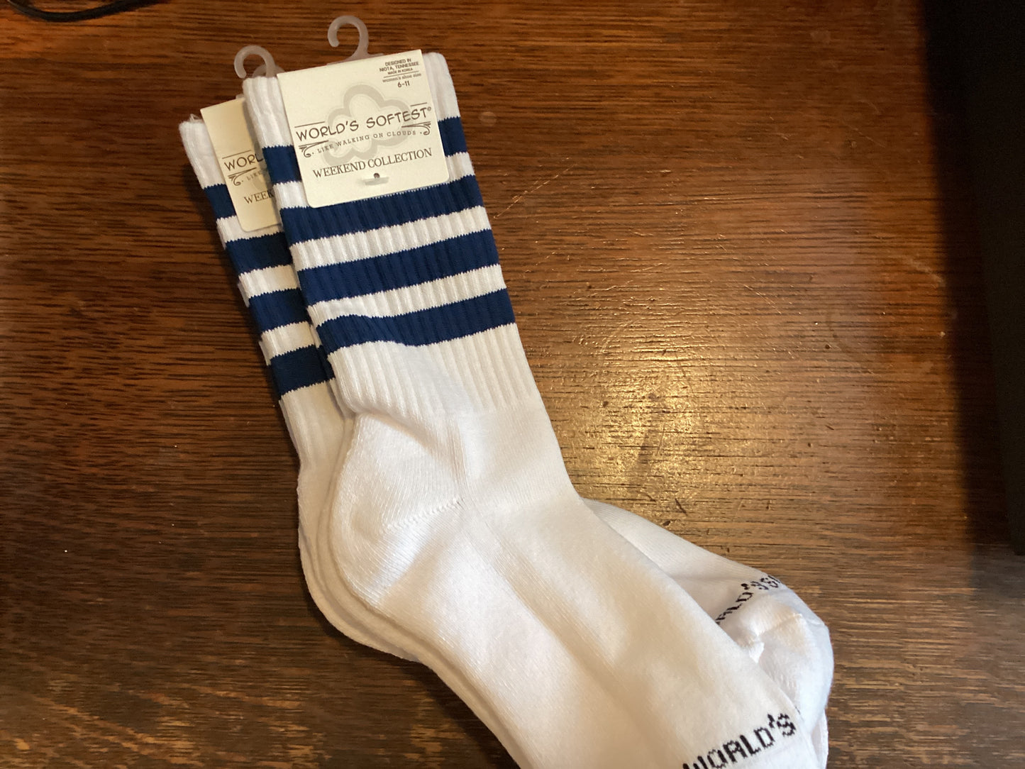 Navy Stripe Crew Socks