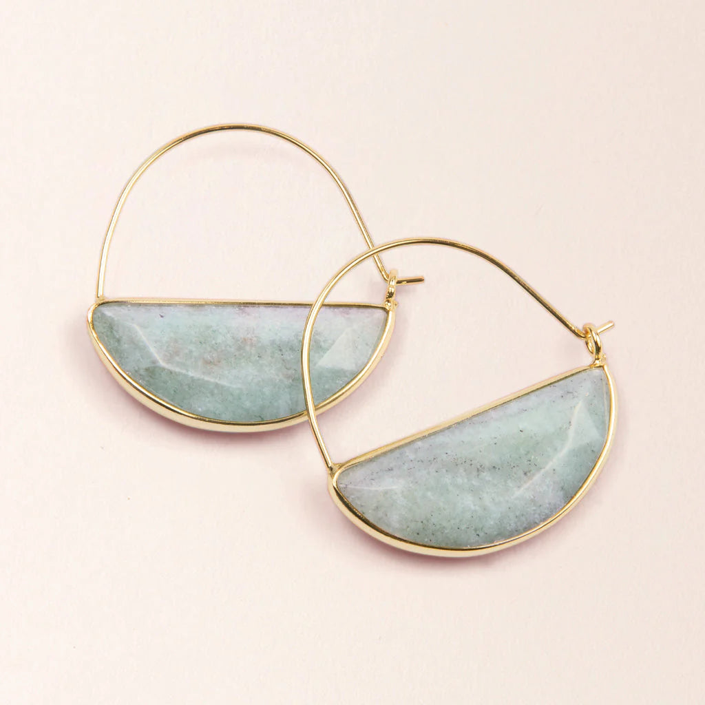 Stone Prism Hoop Earring | Amazonite+Gold