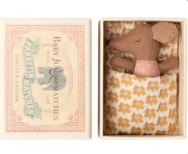 Sleepy Wakey Baby Mouse in Matchbox | Rose