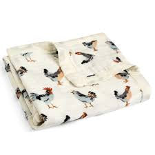 Milkbarn Chicken Big Lovey Three-Layer Bamboo Muslin Blanket