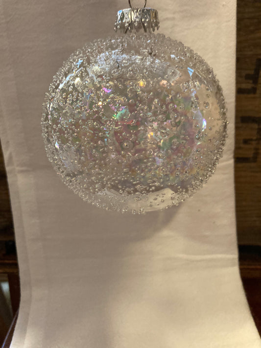 Icy Snow Glass Ball Ornament | Iridecent