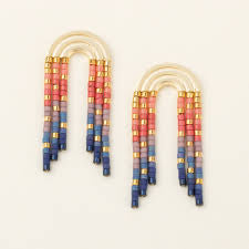 Chromacolor Miyuki Pewter Multi/Gold Fringe Earrings