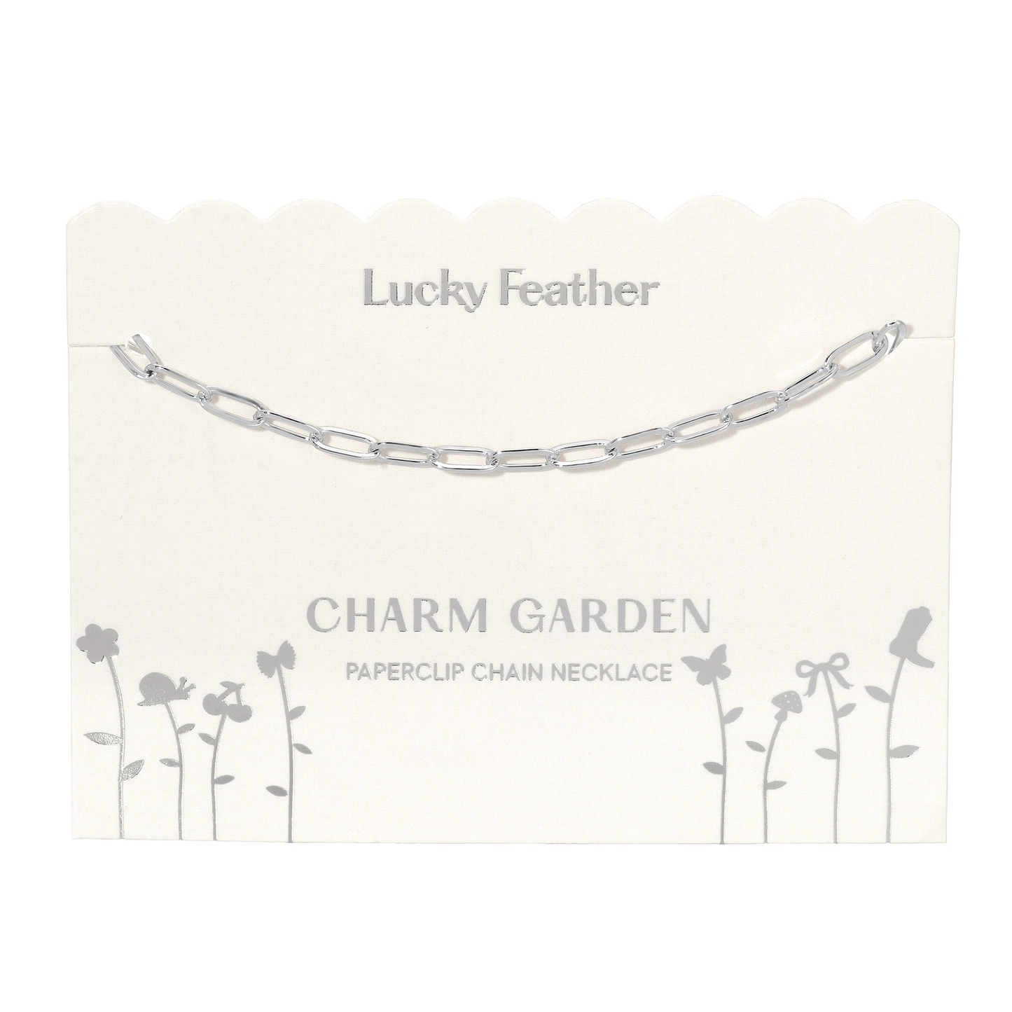 Lucky Feather - Charm Garden - Paperclip Chain (18-20 in) - Silver